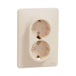 SDD312221 Розетка з з.к. і шторками подвійна, бежева, Sedna Design, Schneider Electric