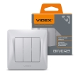 Вимикач 3кл., срібний шовк, VF-BNSW3-SS, BINERA, VIDEX