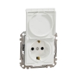 SDD111024 Розетка з з.к. шторками і кришкою, біла, Sedna Design, Schneider Electric