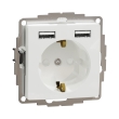 SDD111052 Розетка з з.к. і шторками + 2 USB, біла, Sedna Design, Schneider Electric