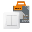 Вимикач 2кл., білий, VF-BNSW2-W, BINERA, VIDEX