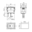 A0140040050 Перемикач 1кл прямокутний, чорний, KCD1-101 B/B, Аско