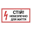 Табличка електробезпеки "Стій небезпечно для життя", 300х150 мм