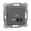 EPH2700571 Розетка з USB тип A+C, 3А, 21Вт, антрацит, ASFORA, Schneider Electric