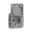 SDD113024 Розетка з з.к. шторками і кришкою, алюміній, Sedna Design, Schneider Electric