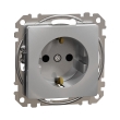 SDD113022 Розетка з з.к. і шторками, алюміній, Sedna Design, Schneider Electric