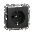 SDD114022 Розетка з з.к. і шторками, чорна, Sedna Design, Schneider Electric