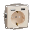 SDD112052 Розетка з з.к. і шторками + 2 USB, бежева, Sedna Design, Schneider Electric