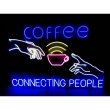 Неонова вивіска "COFFEE CONNECTING PEOPLE", кольорова, 900х600мм