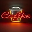 Неонова вивіска "Coffee", з чашкою, 600х315мм