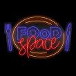 Неонова вивіска "FOOD space", кольорова, 900х590мм