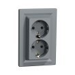 EPH9900162 Розетка з з.к. подвійна, сталь, ASFORA, Schneider Electric