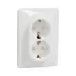SDD311221 Розетка з з.к. і шторками подвійна, біла, Sedna Design, Schneider Electric
