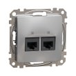SDD113452 Розетка комп'ютерна подвійна RJ45, Cat.5E, алюміній, Sedna Design, Schneider Electric