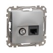 SDD113469T Розетка комп'ютерна RJ45 + TV, Cat.6, 4 дБ, алюміній, Sedna Design, Schneider Electric