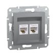 EPH4400162 Розетка комп'ютерна подвійна RJ45, Cat.5E, сталь, ASFORA, Schneider Electric