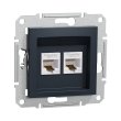 EPH4400171 Розетка комп'ютерна подвійна RJ45, Cat.5E, антрацит, ASFORA, Schneider Electric