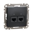SDD114452 Розетка комп'ютерна подвійна RJ45, Cat.5E, чорна, Sedna Design, Schneider Electric