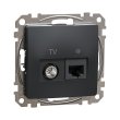 SDD114469T Розетка комп'ютерна RJ45 + TV, Cat.6, 4 дБ, чорна, Sedna Design, Schneider Electric
