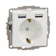 SDD111052 Розетка з з.к. і шторками + 2 USB, біла, Sedna Design, Schneider Electric