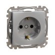 SDD113022 Розетка з з.к. і шторками, алюміній, Sedna Design, Schneider Electric