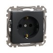 SDD114022 Розетка з з.к. і шторками, чорна, Sedna Design, Schneider Electric